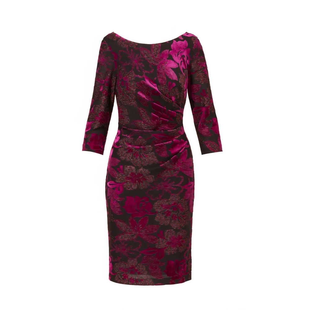 Adrianna Papell Long Sleeve Dress in Pink and Black